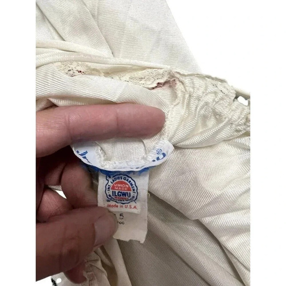Vtg Long Nightgown Nylon Lingerie Feminine Sissy Lolita Flower Embroidered Small - Picture 9 of 16